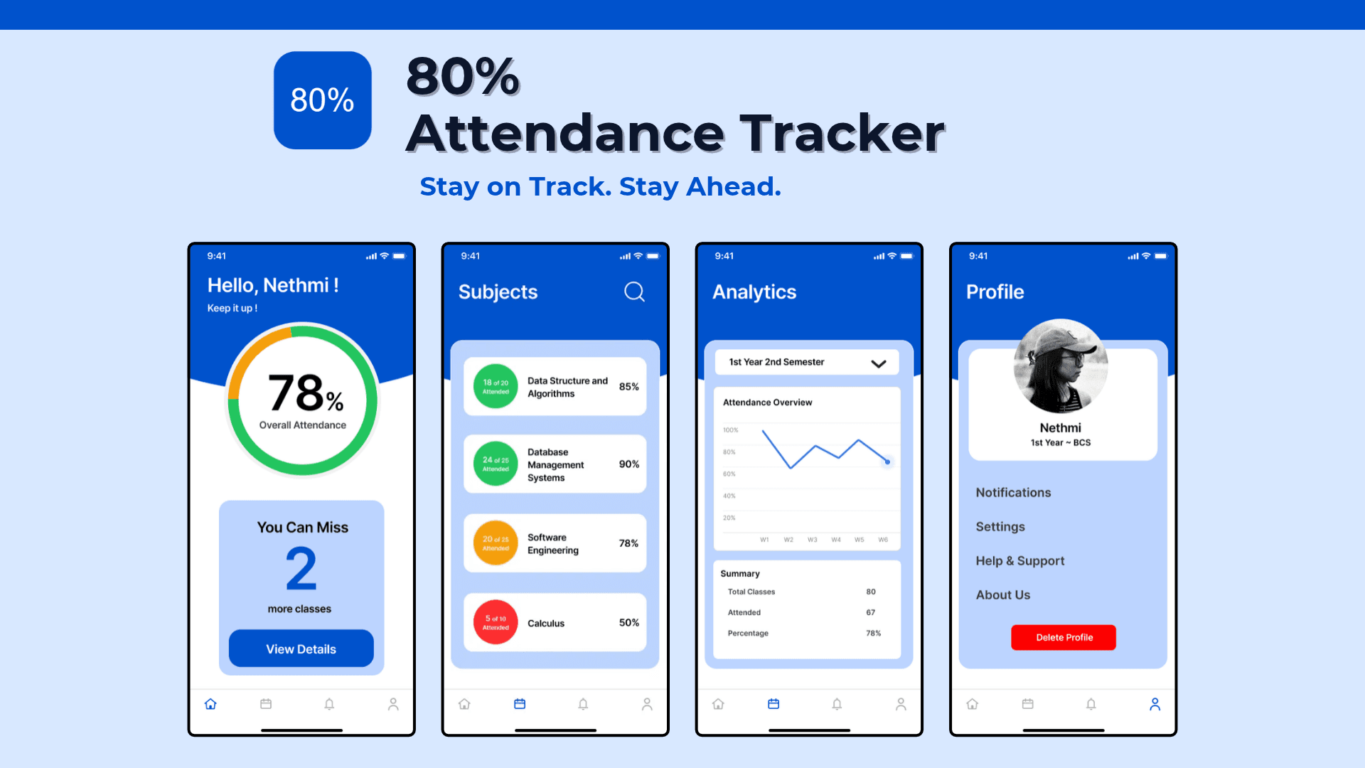 80% Attendance Tracker screenshot